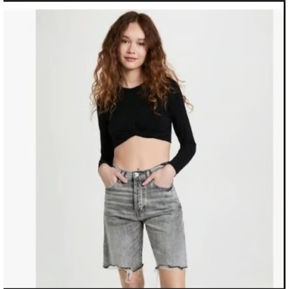 NWT 7 For‎ All Mankind The Easy James Bermuda Denim Shorts Grey Wash Summer 26